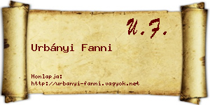 Urbányi Fanni névjegykártya